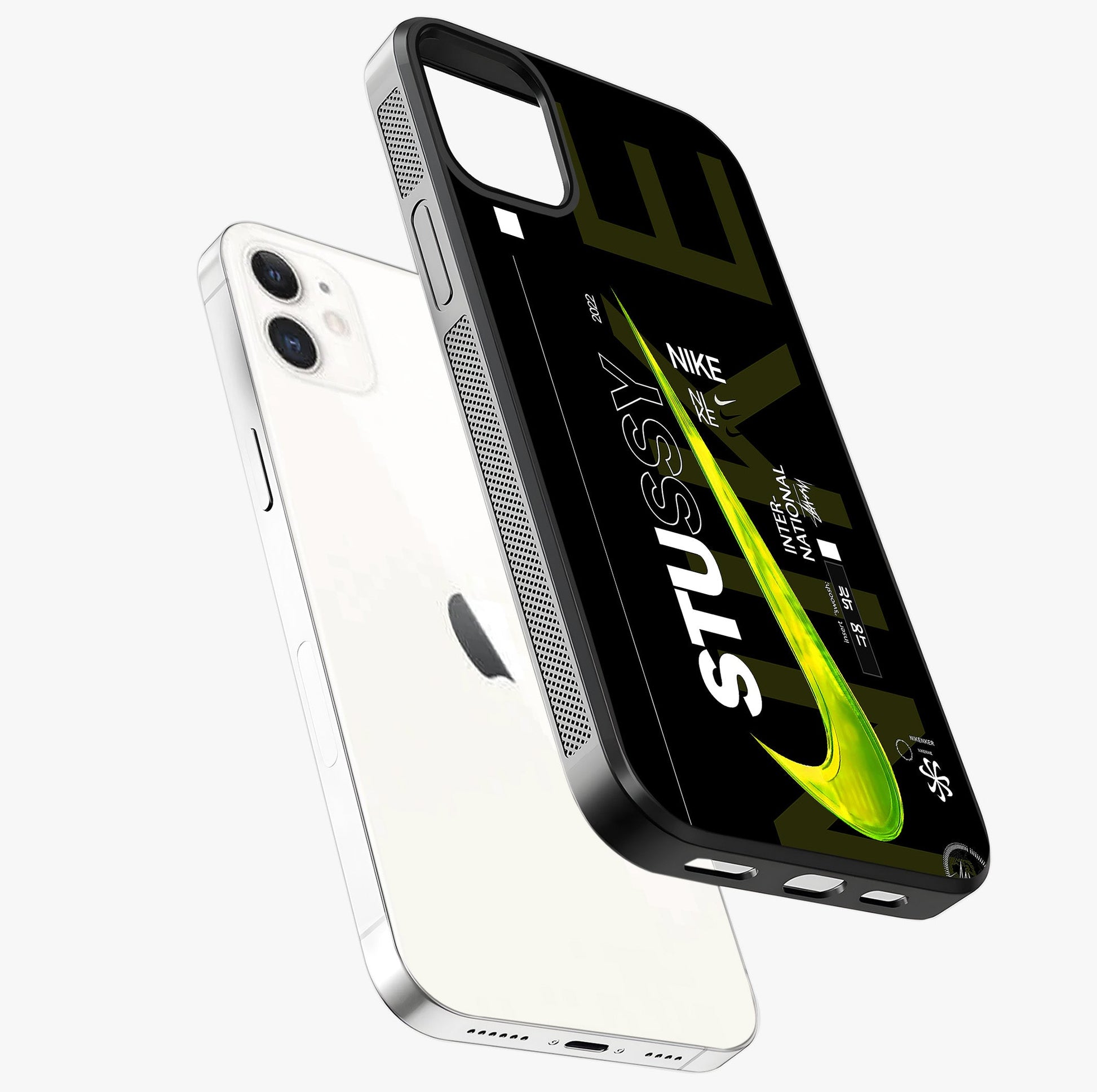 Neon Street Edition Glass Case laid diagonally highlighting side profile, edges and glossy glass shine.