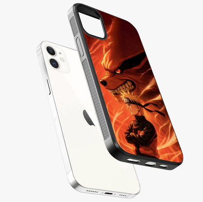 Nine Tails Legacy Glass Case laid diagonally highlighting side profile, edges and glossy glass shine.
