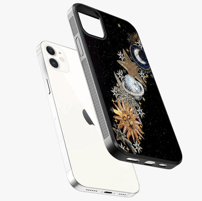 Pearls Universe Object Glass Case laid diagonally highlighting side profile, edges and glossy glass shine.