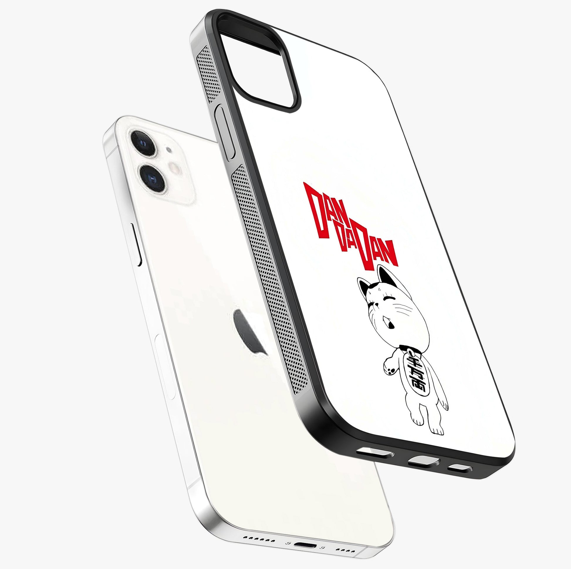 Playful Spirit Charm Glass Case laid diagonally highlighting side profile, edges and glossy glass shine.