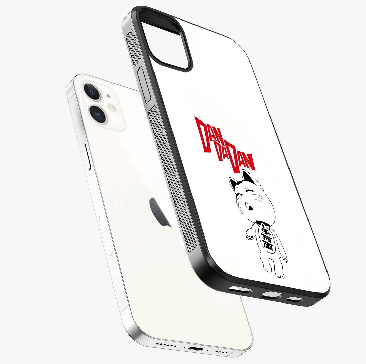 Playful Spirit Charm Glass Case laid diagonally highlighting side profile, edges and glossy glass shine.
