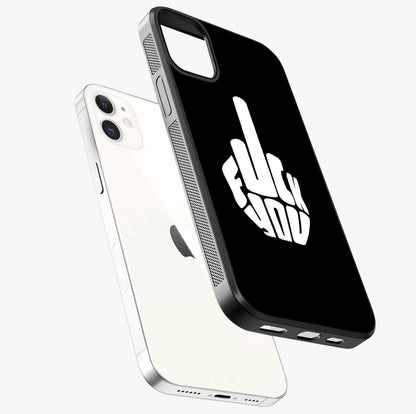 Rebel Mode On Glass Case laid diagonally highlighting side profile, edges and glossy glass shine.