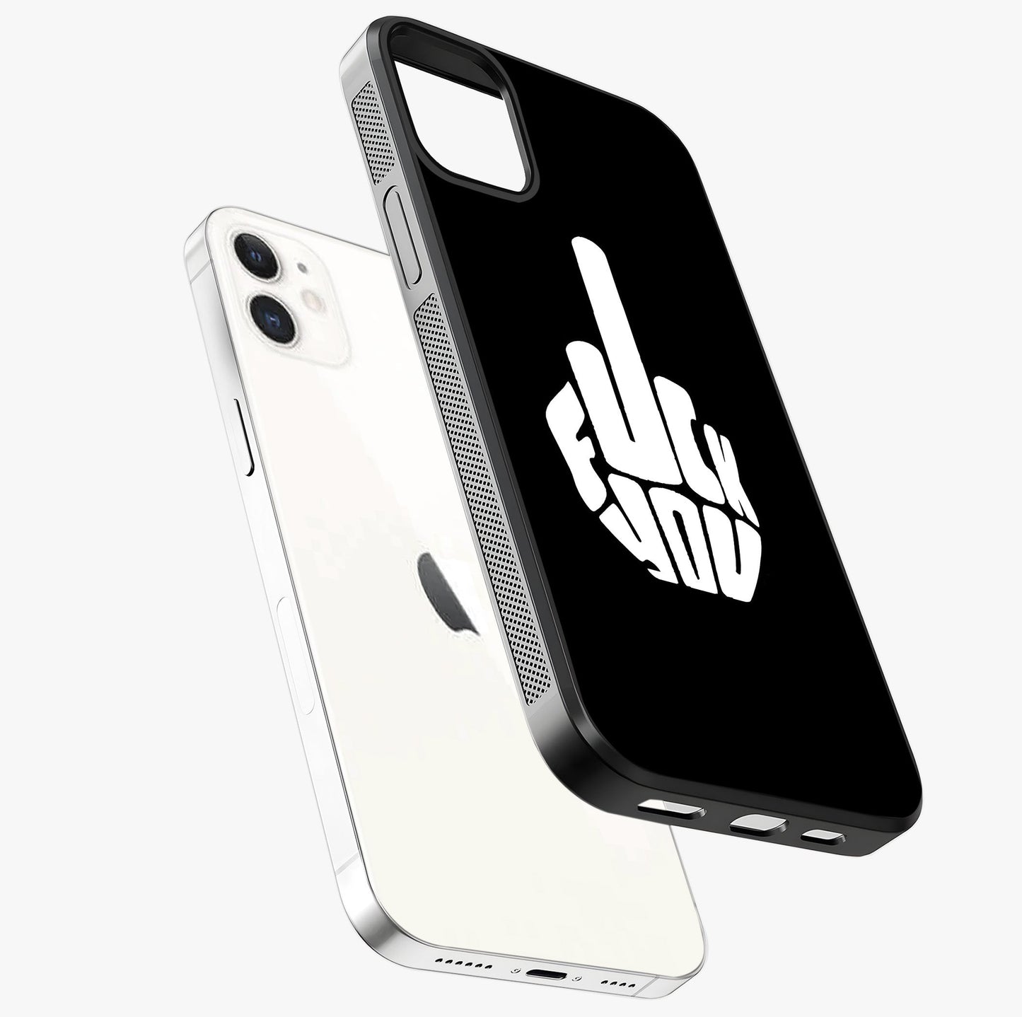 Rebel Mode On Glass Case laid diagonally highlighting side profile, edges and glossy glass shine.