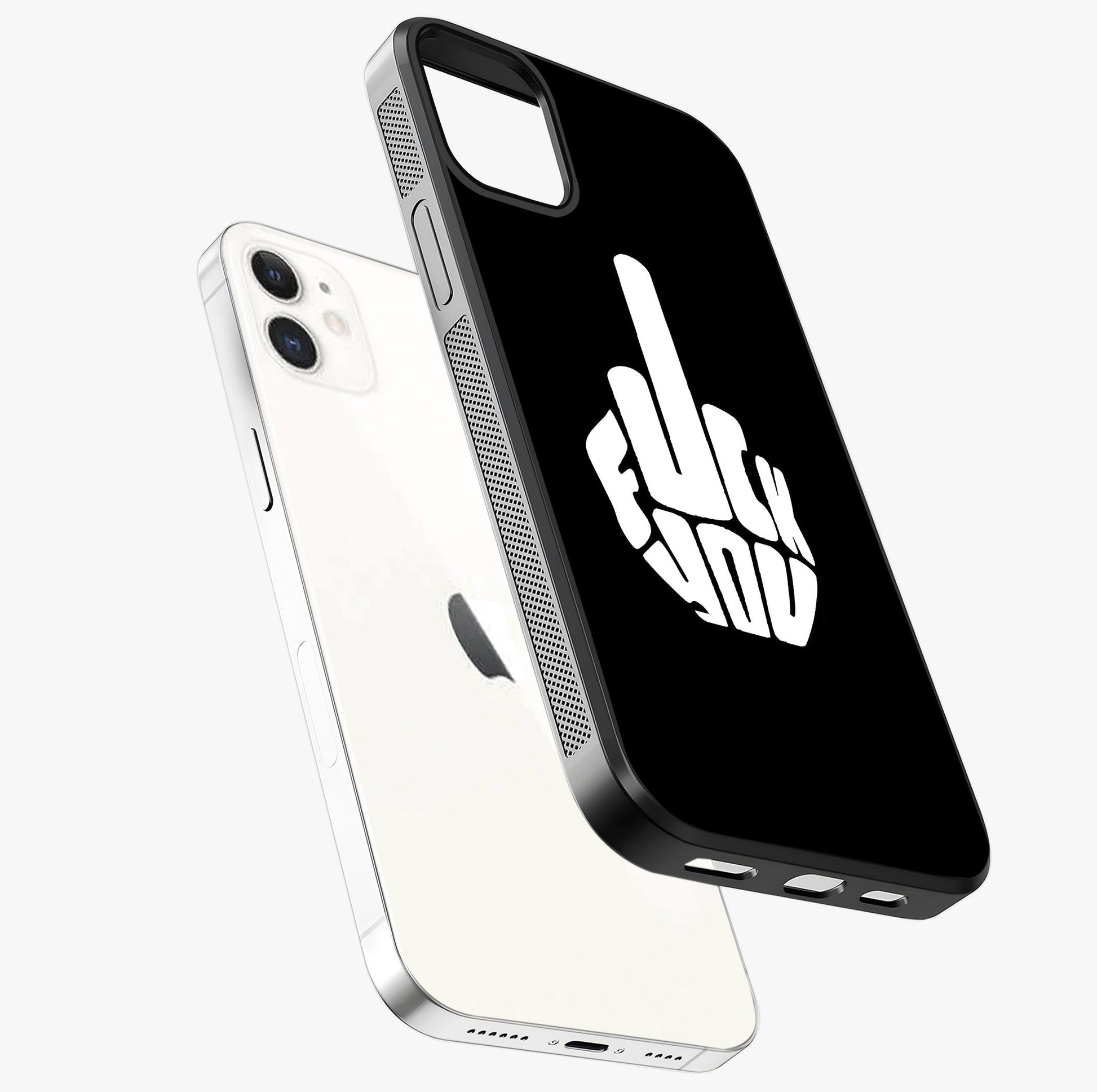 Rebel Mode On Glass Case laid diagonally highlighting side profile, edges and glossy glass shine.