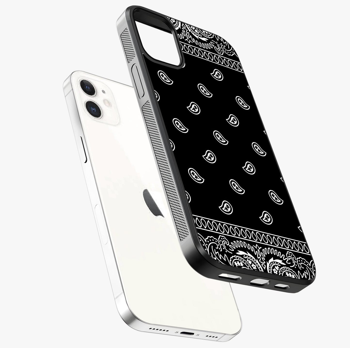 Retro Rebel Threads Glass Case laid diagonally highlighting side profile, edges and glossy glass shine.