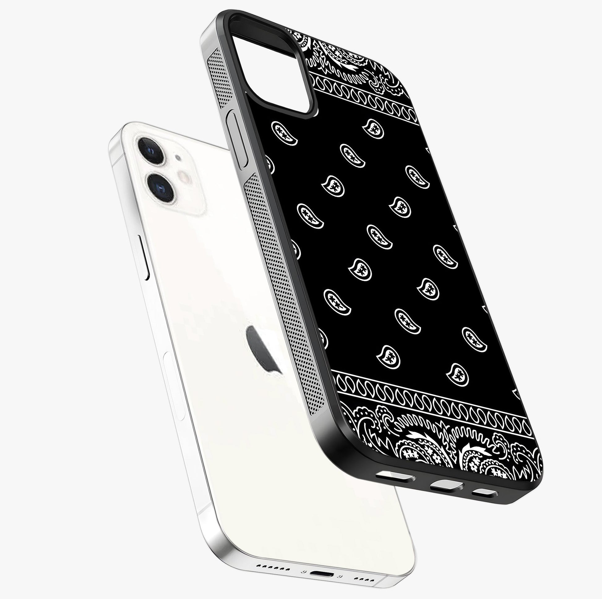 Retro Rebel Threads Glass Case laid diagonally highlighting side profile, edges and glossy glass shine.
