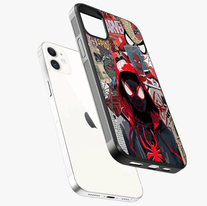 Spider Collage Street Glass Case laid diagonally highlighting side profile, edges and glossy glass shine.
