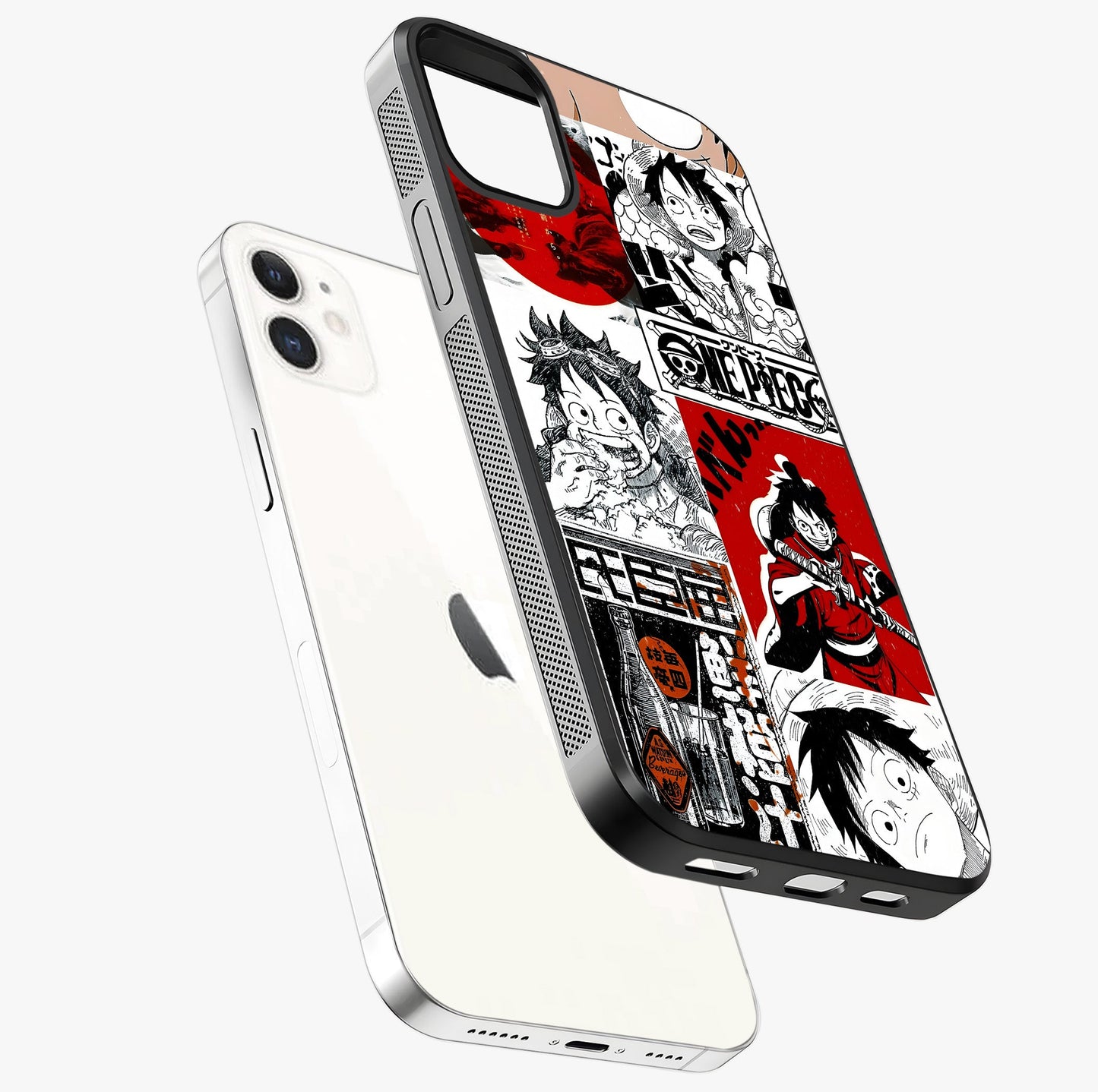 Strawhat Chaos Panels Glass Case laid diagonally highlighting side profile, edges and glossy glass shine.