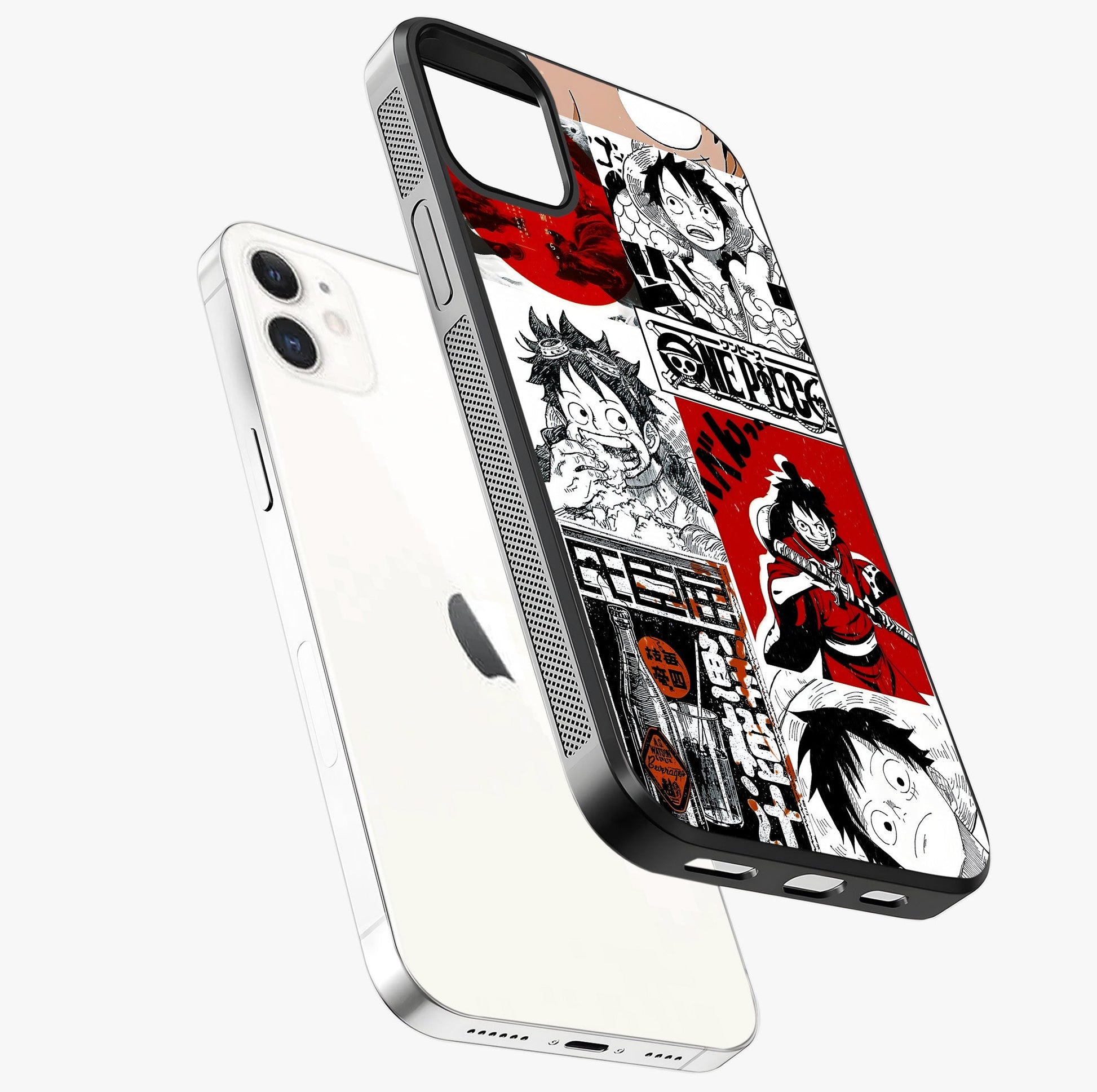 Strawhat Chaos Panels Glass Case laid diagonally highlighting side profile, edges and glossy glass shine.