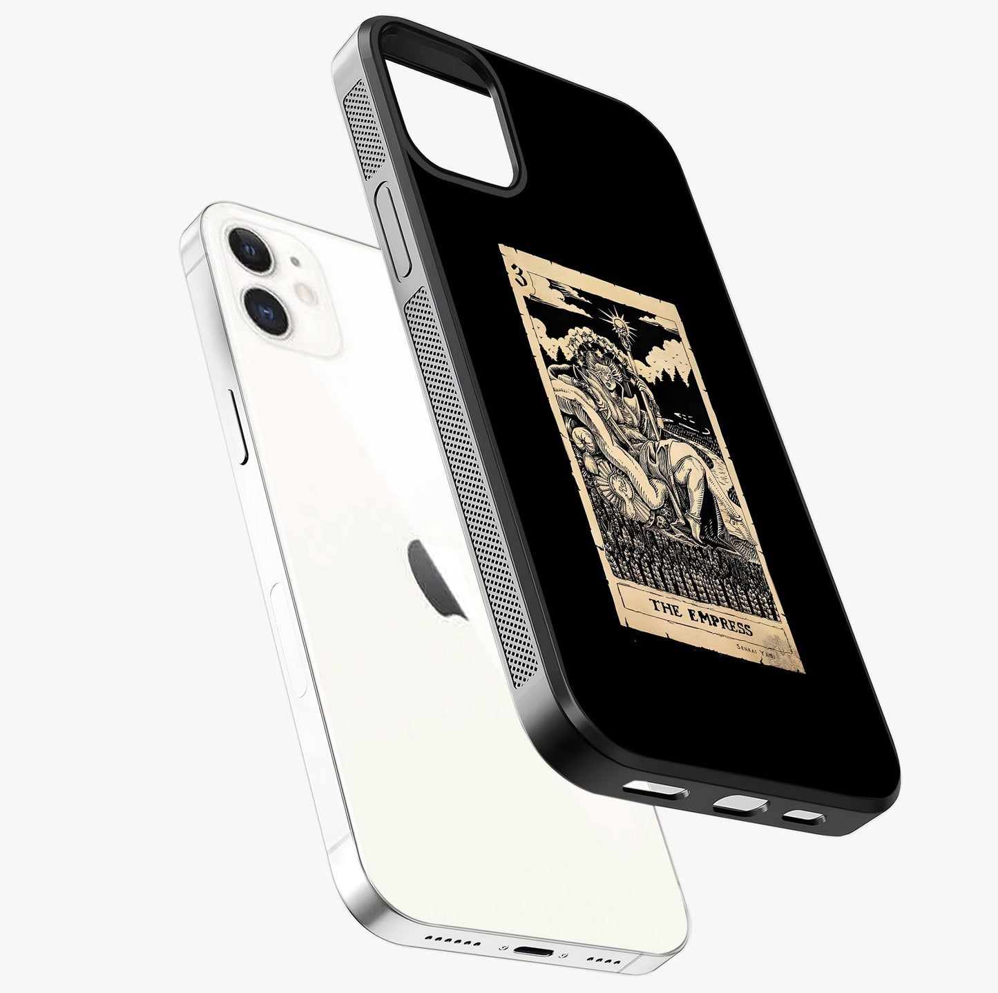 The Empress Glass Case laid diagonally highlighting side profile, edges and glossy glass shine.