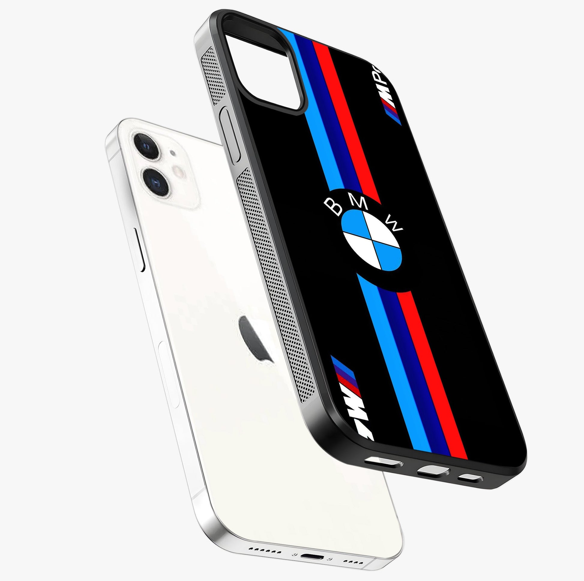Turbo Bmw Beast Glass Case laid diagonally highlighting side profile, edges and glossy glass shine.