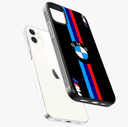 Turbo Bmw Beast Glass Case laid diagonally highlighting side profile, edges and glossy glass shine.