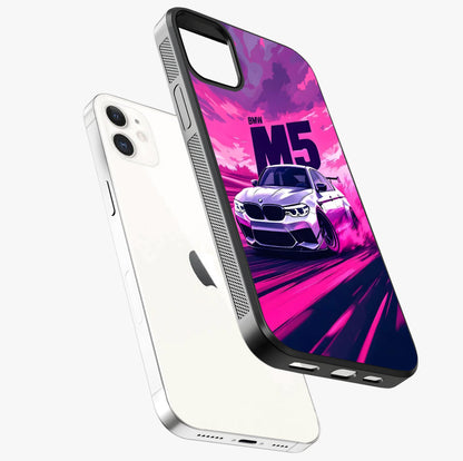 Velocity Drift Pulse Glass Case laid diagonally highlighting side profile, edges and glossy glass shine.