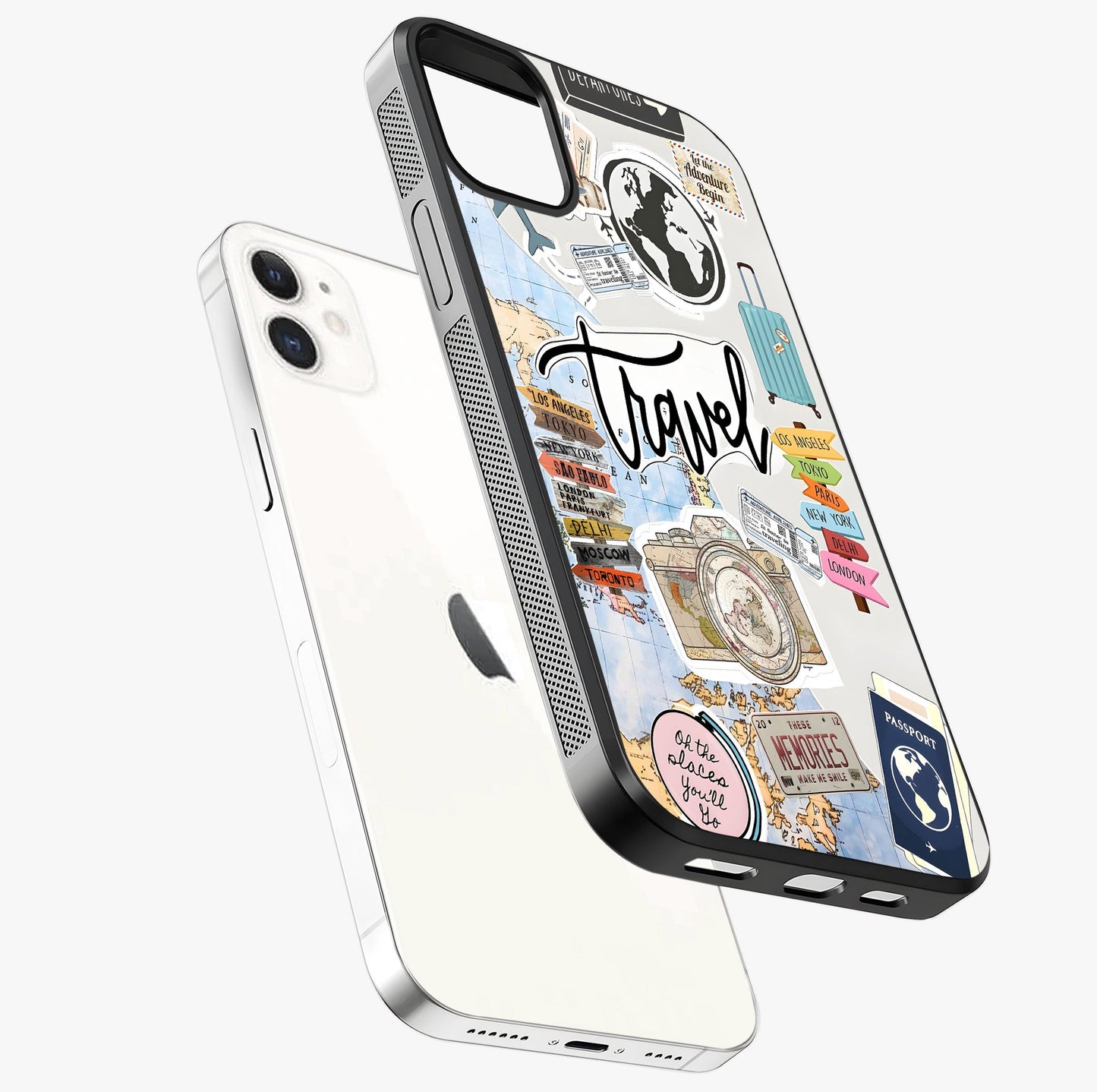 Wanderlust Journal Glass Case laid diagonally highlighting side profile, edges and glossy glass shine.