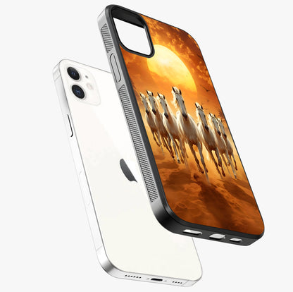 Wild Sunset Majesty Glass Case laid diagonally highlighting side profile, edges and glossy glass shine.
