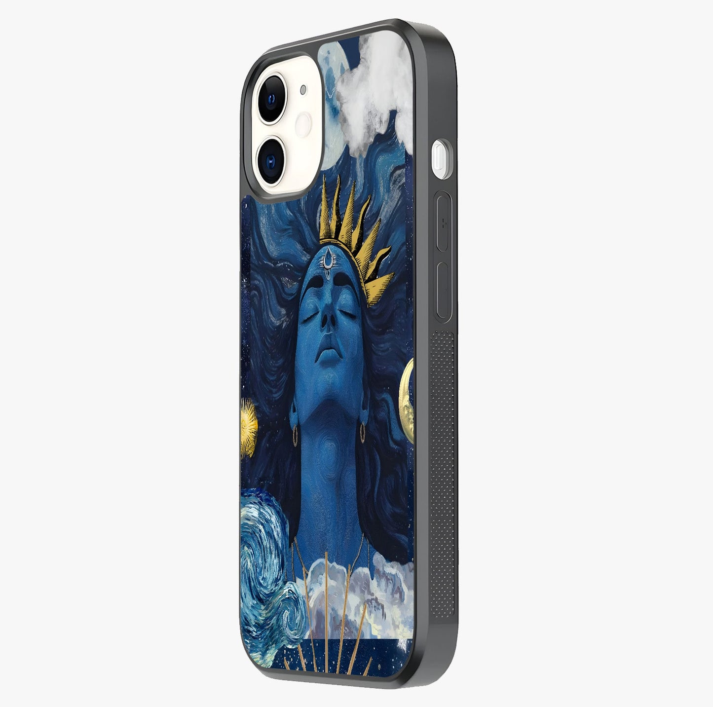 Aesthetic Lord Shiva Glass Case photographed in natural light showing reflective finish and design depth.