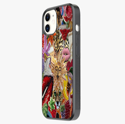 Beaded Fashion Jungle Glass Case photographed in natural light showing reflective finish and design depth.