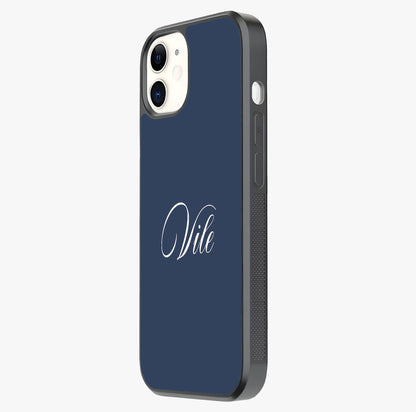 Blue Background Personalized Custom Name Glass Case photographed in natural light showing reflective finish and design depth.
