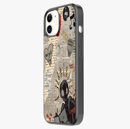 City Dream Sketch Glass Case photographed in natural light showing reflective finish and design depth.
