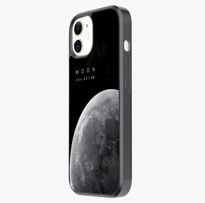 Cosmic Moon Glow Glass Case photographed in natural light showing reflective finish and design depth.