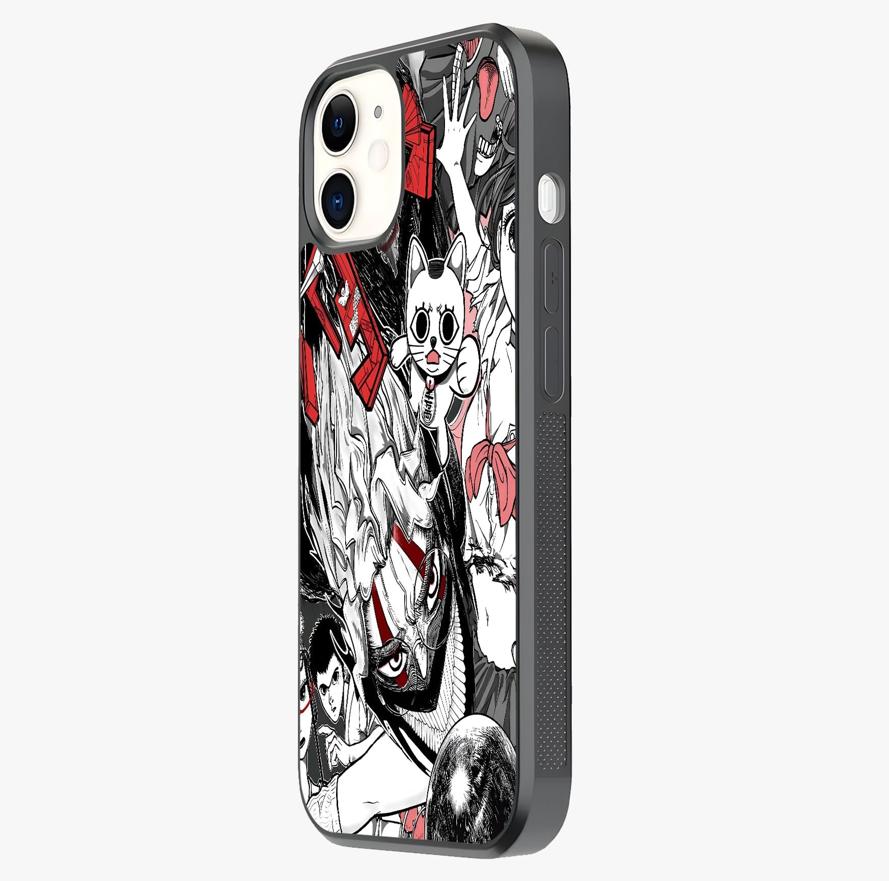 Crimson Chaos Panel Glass Case photographed in natural light showing reflective finish and design depth.