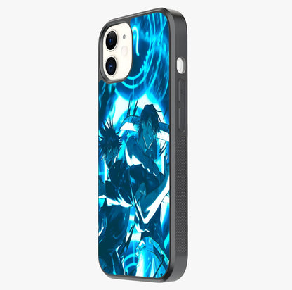Cursed Energy Clash Glass Case photographed in natural light showing reflective finish and design depth.