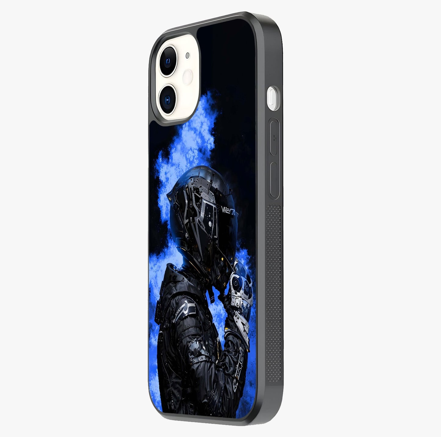 Cyber Sentinel Protocol Glass Case photographed in natural light showing reflective finish and design depth.