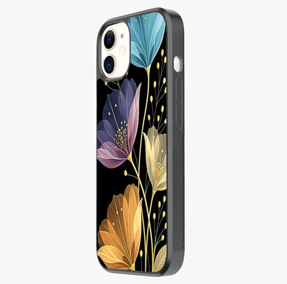 Delicate Multicolor Flowers Glass Case photographed in natural light showing reflective finish and design depth.