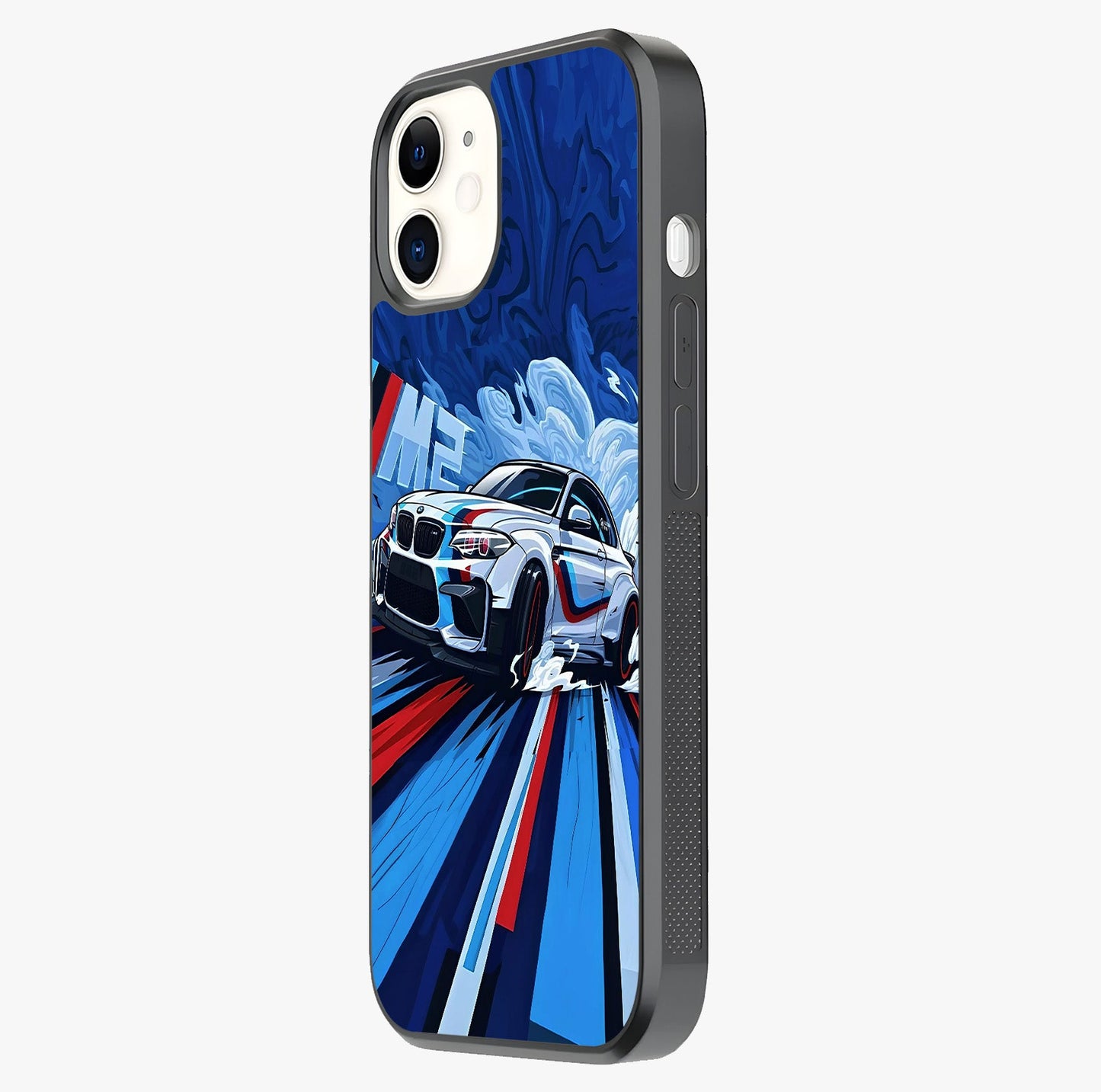 Drift Power Rush Glass Case photographed in natural light showing reflective finish and design depth.