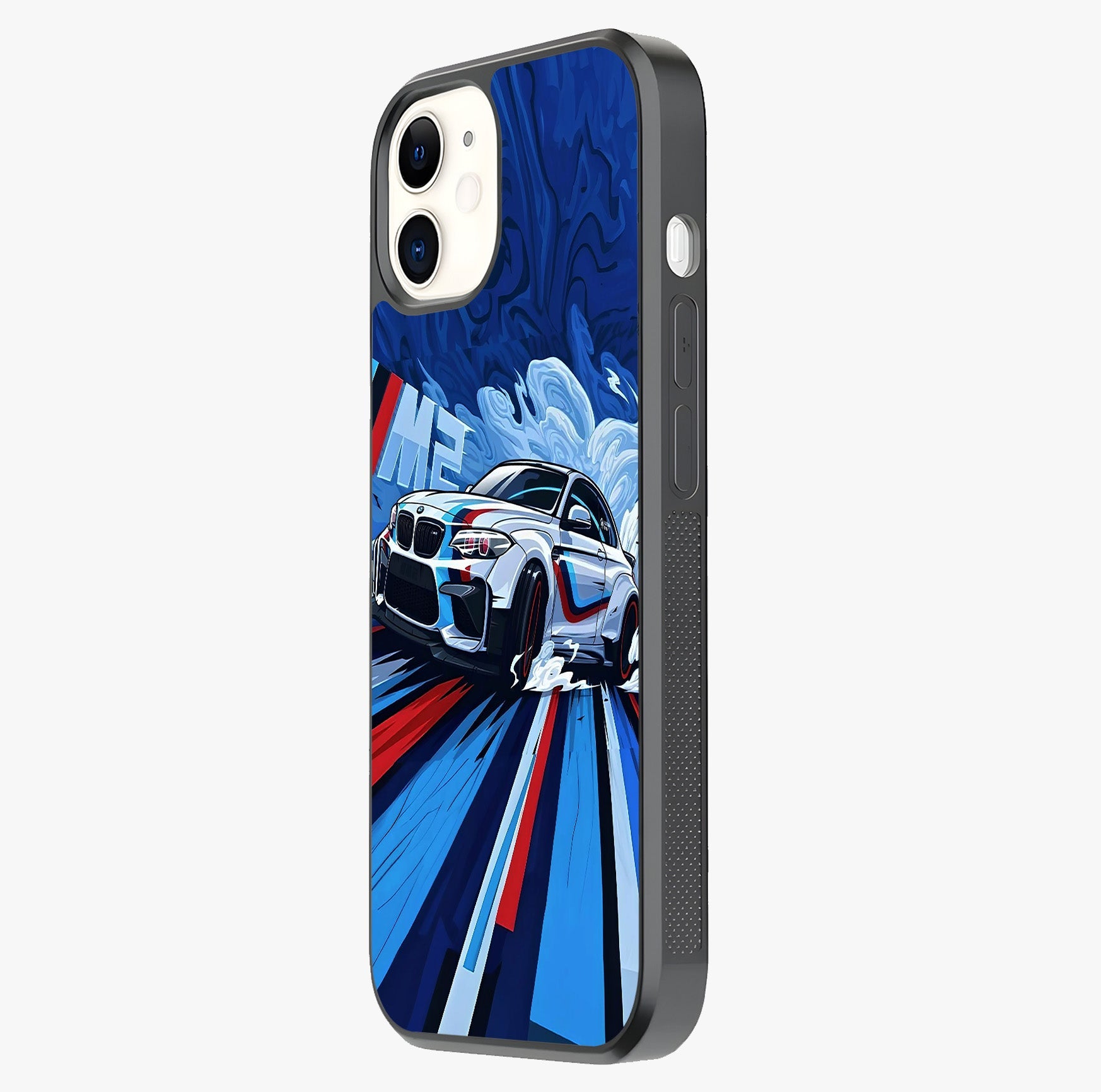Drift Power Rush Glass Case photographed in natural light showing reflective finish and design depth.