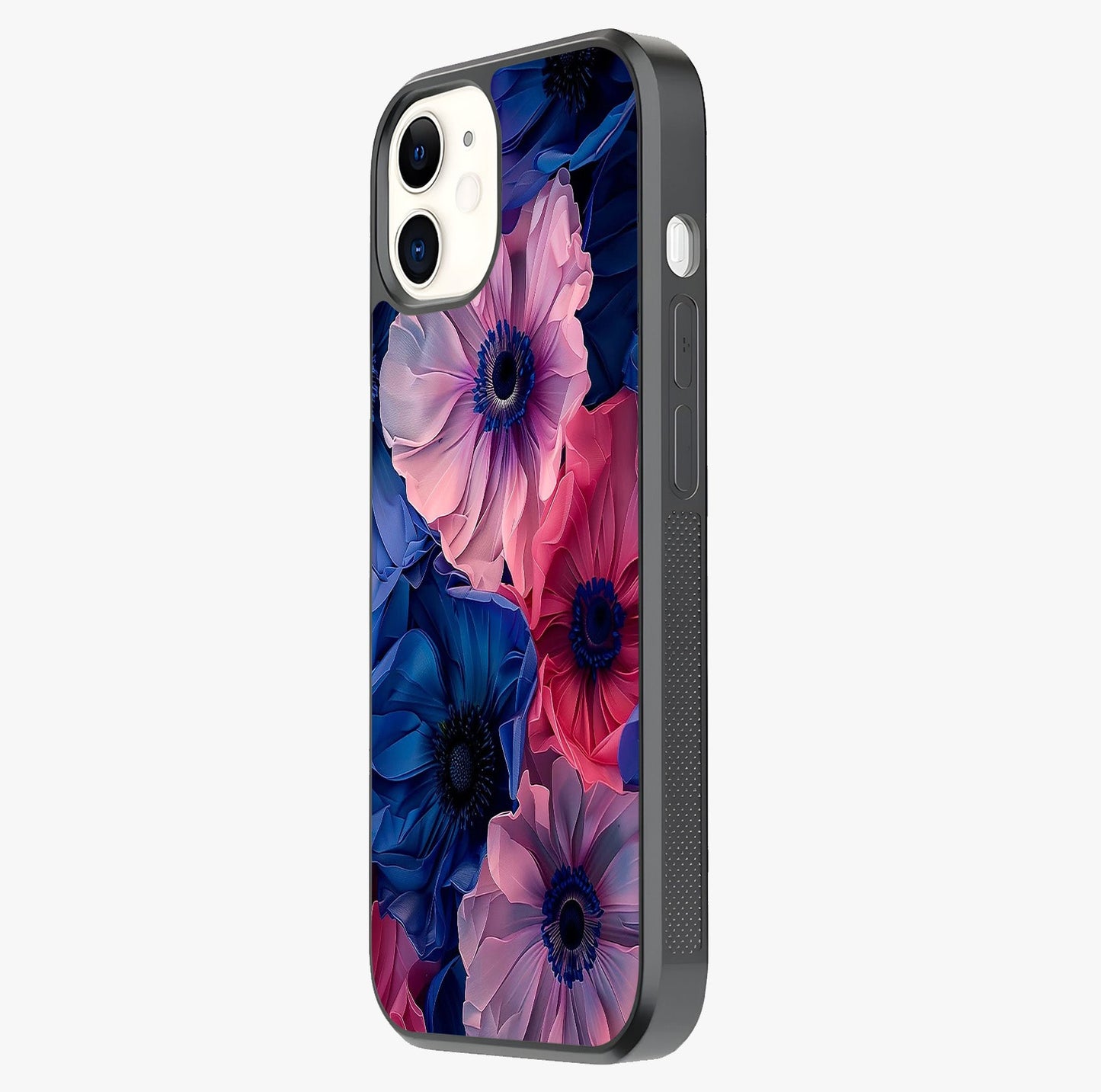 Flower Paper Art Pattern Glass Case photographed in natural light showing reflective finish and design depth.