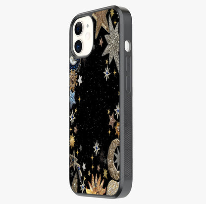 Galactic Jewel Stars Glass Case photographed in natural light showing reflective finish and design depth.