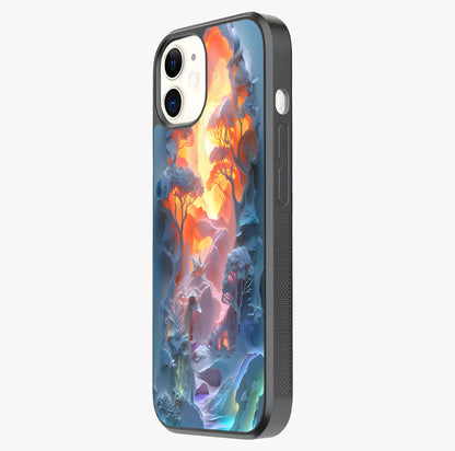 Glow Forest Portal Glass Case photographed in natural light showing reflective finish and design depth.