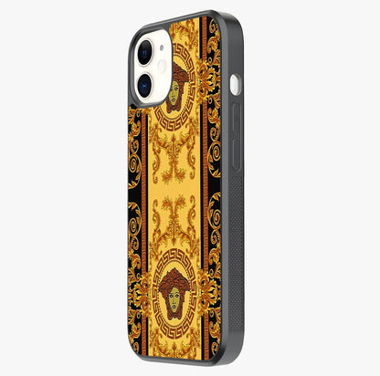 Golden Royal Heritage Glass Case photographed in natural light showing reflective finish and design depth.