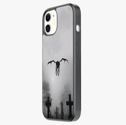Graveyard Shadow Descent Glass Case photographed in natural light showing reflective finish and design depth.