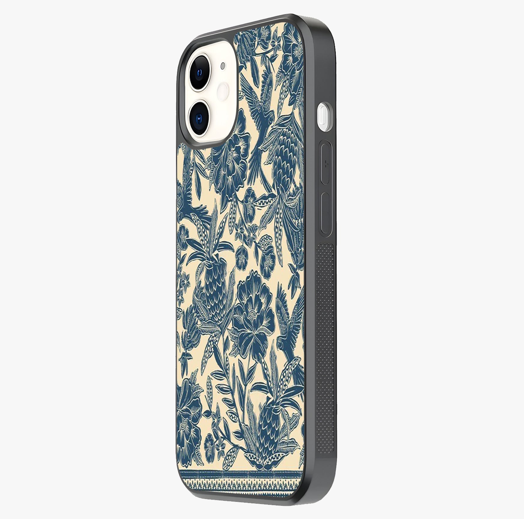 Heirloom Wild Bloom Glass Case photographed in natural light showing reflective finish and design depth.
