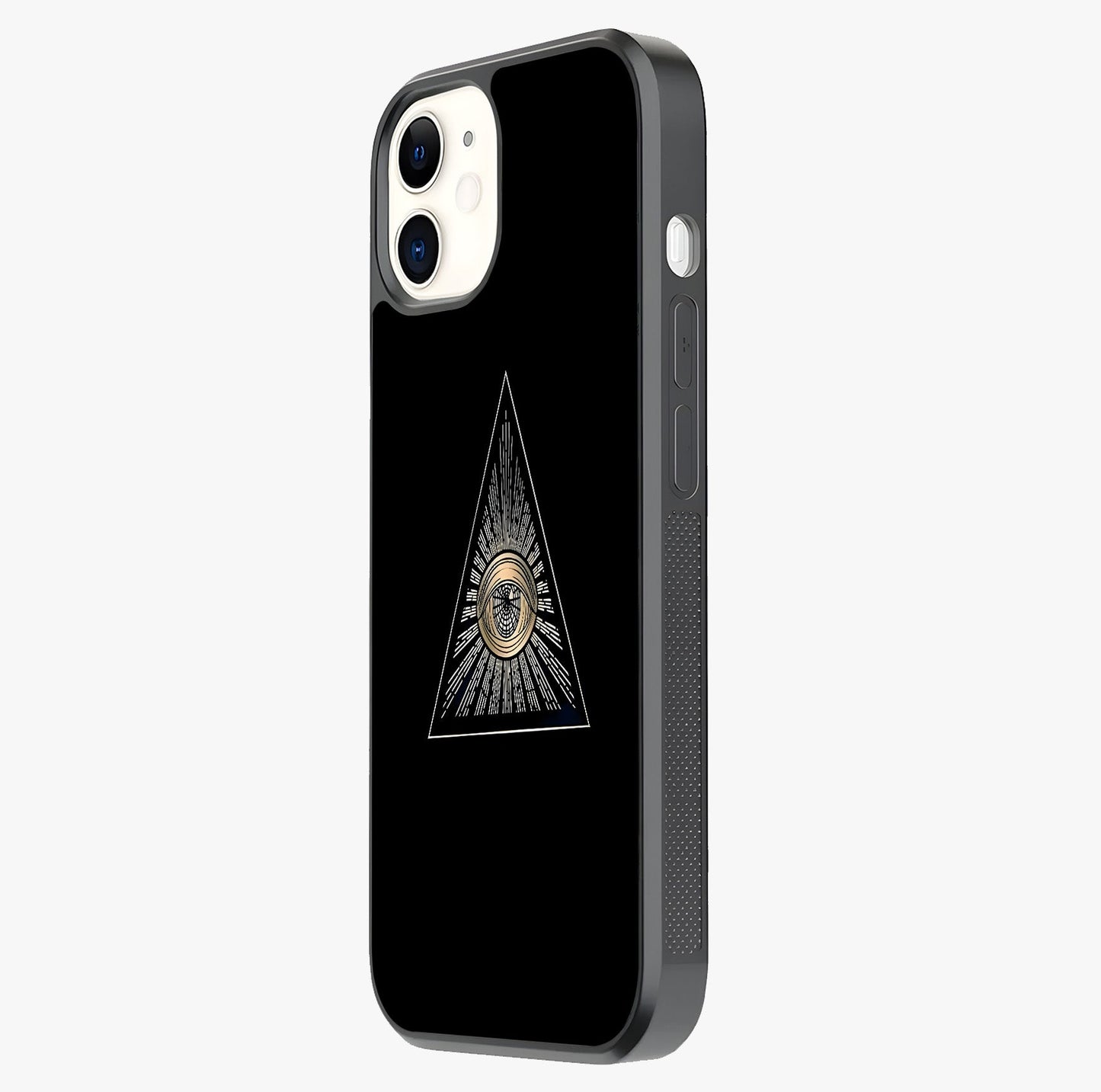 Illuminati Evil Glass Case photographed in natural light showing reflective finish and design depth.