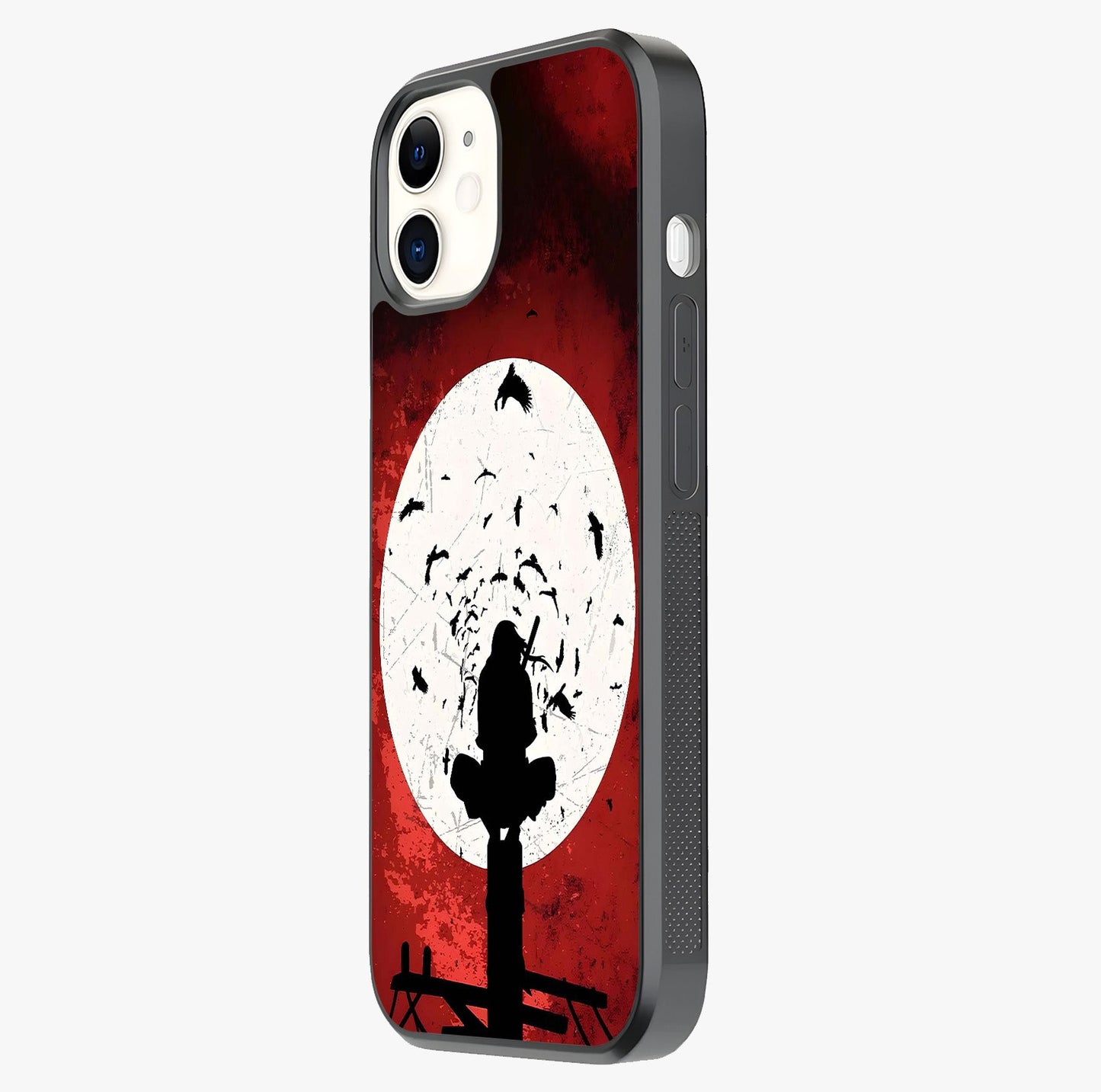 Itachi Limited Edition Naruto Anime Glass Case photographed in natural light showing reflective finish and design depth.
