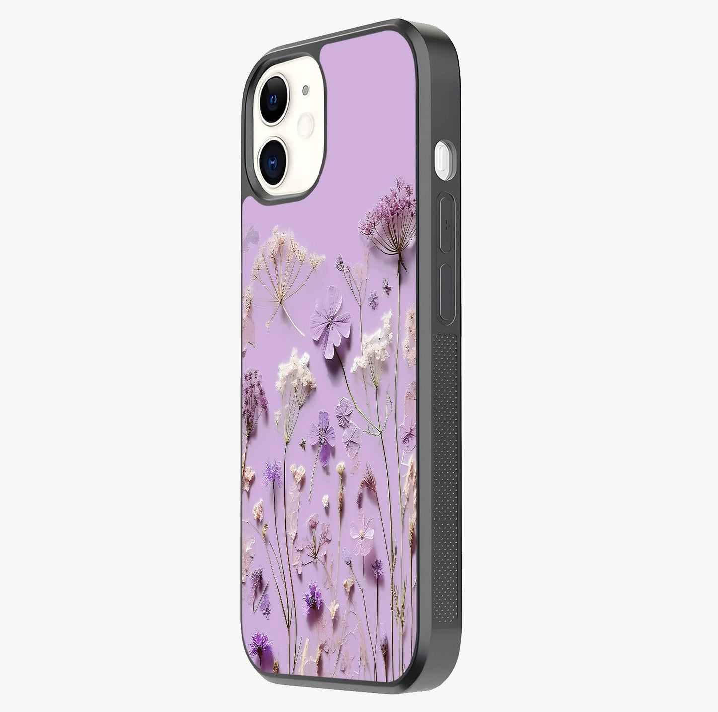 Lavender Blossom Dream Glass Case photographed in natural light showing reflective finish and design depth.