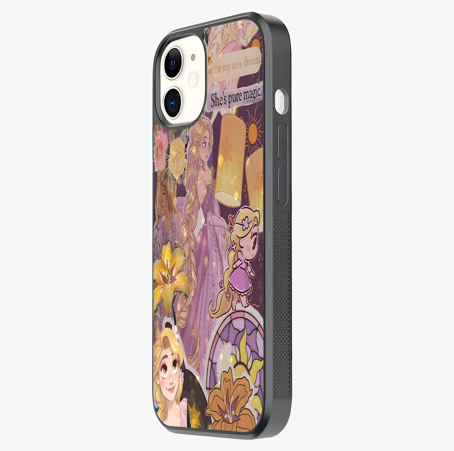 Magical Tangled Dream Glass Case photographed in natural light showing reflective finish and design depth.