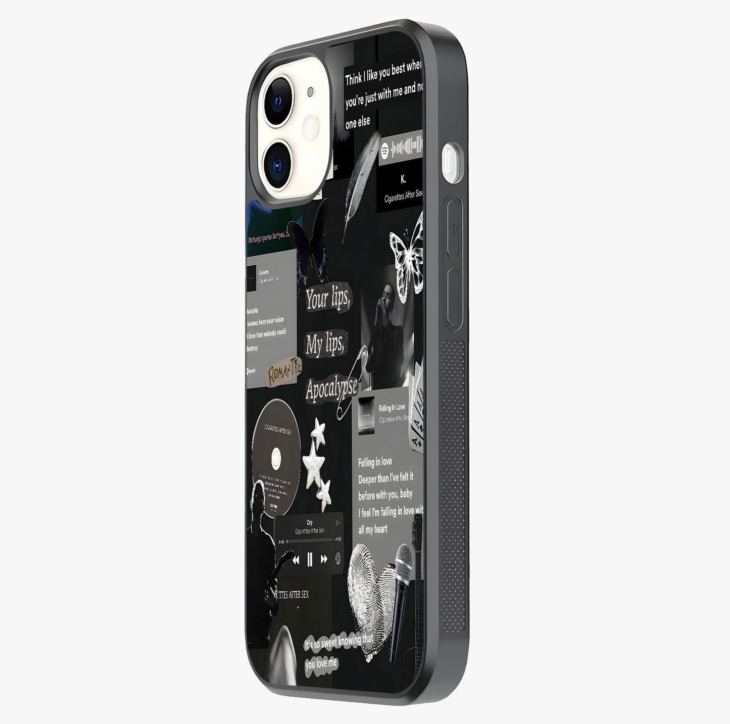 Midnight Love Echo Glass Case photographed in natural light showing reflective finish and design depth.