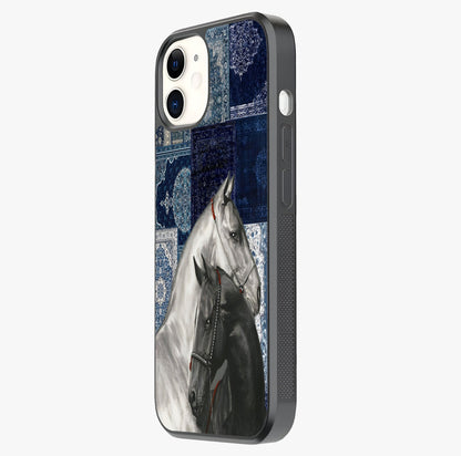 Midnight Stallion Blues Glass Case photographed in natural light showing reflective finish and design depth.