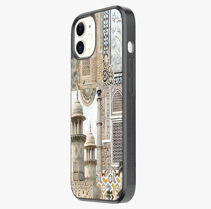 Mughal Marble Legacy Glass Case photographed in natural light showing reflective finish and design depth.