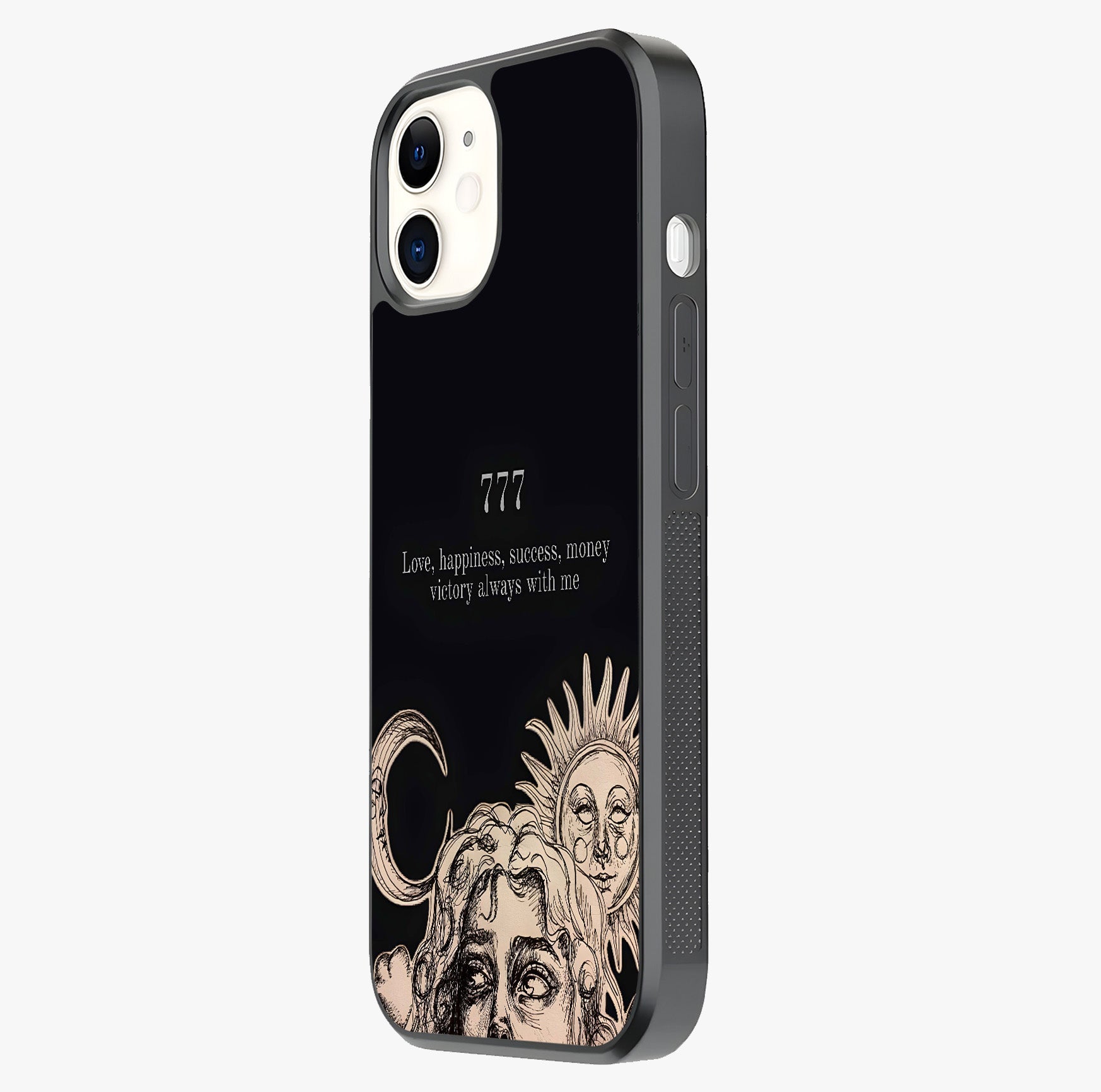 Mystic Victory Aura Glass Case photographed in natural light showing reflective finish and design depth.