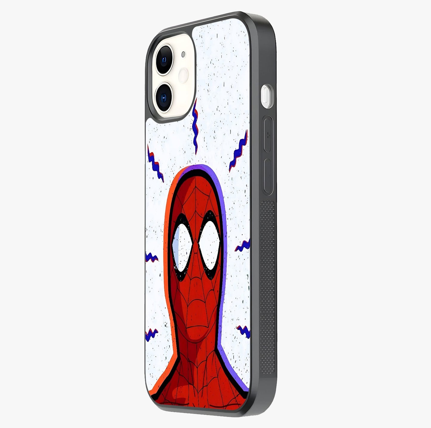 Omg Spiderman Glass Case photographed in natural light showing reflective finish and design depth.