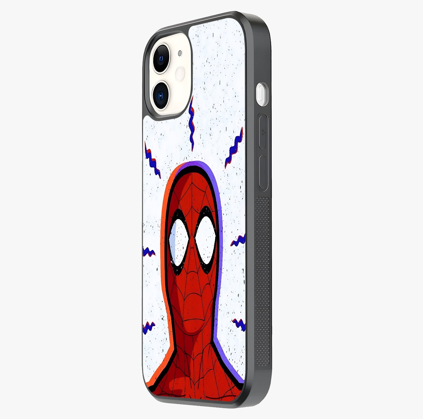 Omg Spiderman Glass Case photographed in natural light showing reflective finish and design depth.