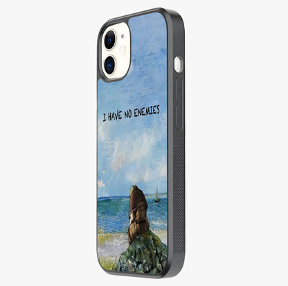 Peace Beyond War Glass Case photographed in natural light showing reflective finish and design depth.