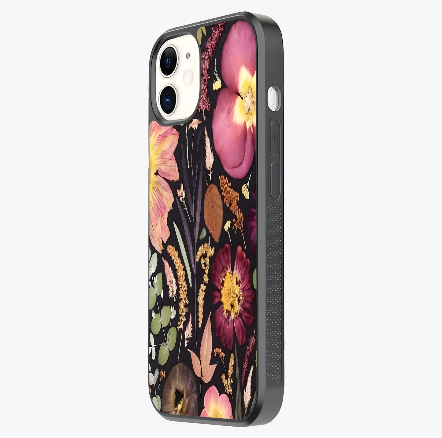 Petal Dream Tapestry Glass Case photographed in natural light showing reflective finish and design depth.