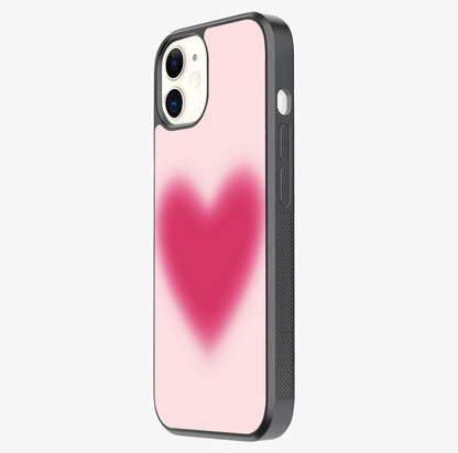 Pink Aura Heart Glass Case photographed in natural light showing reflective finish and design depth.