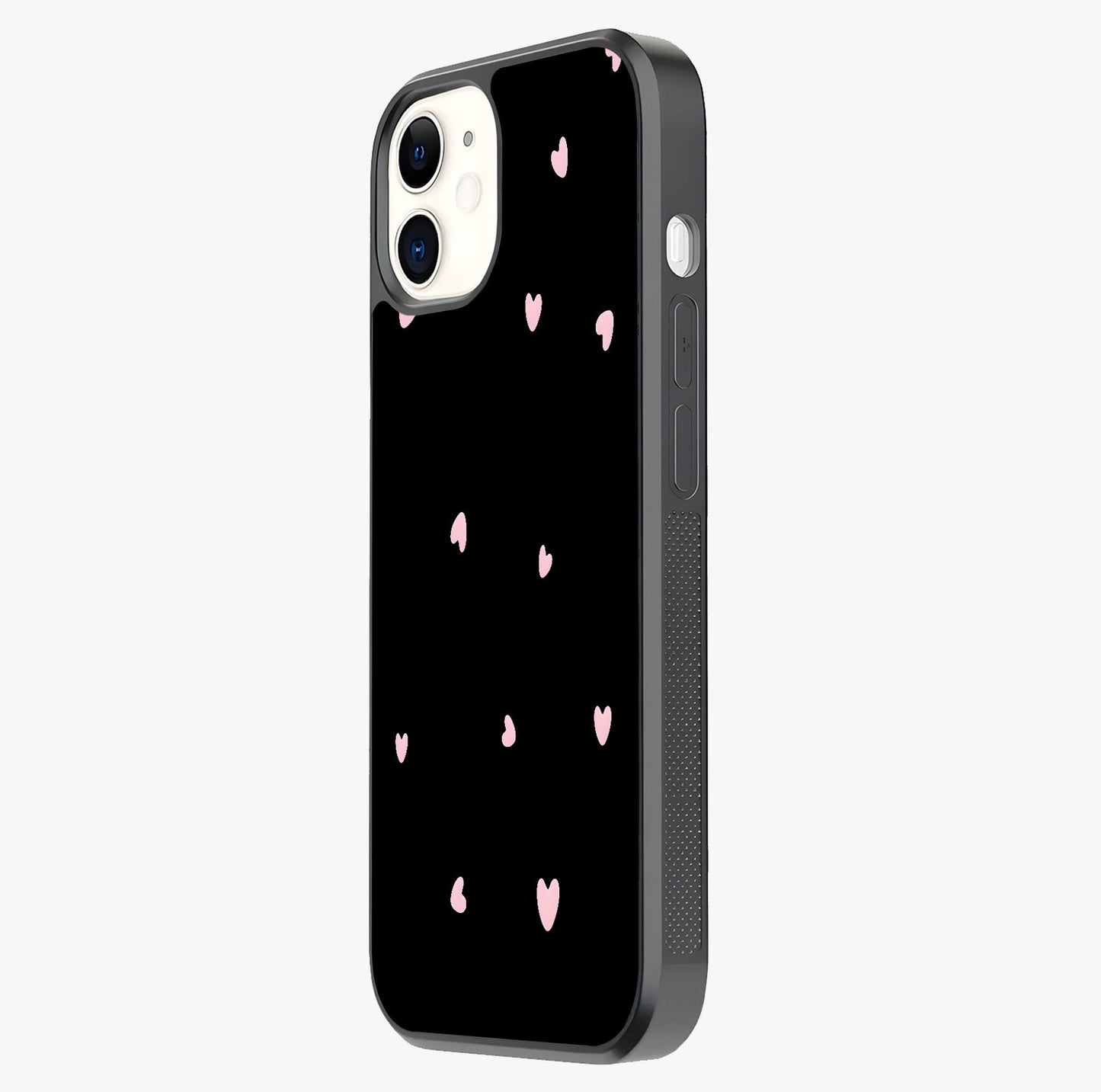 Pink Love Drops Glass Case photographed in natural light showing reflective finish and design depth.